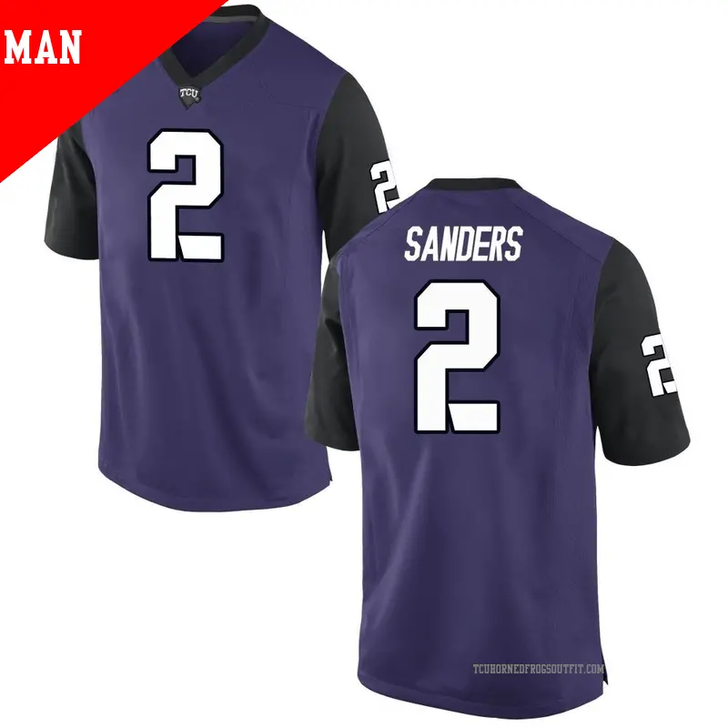 Men's ＃2 Trey Sanders TCU Horned Frogs Replica Purple Football College Jersey