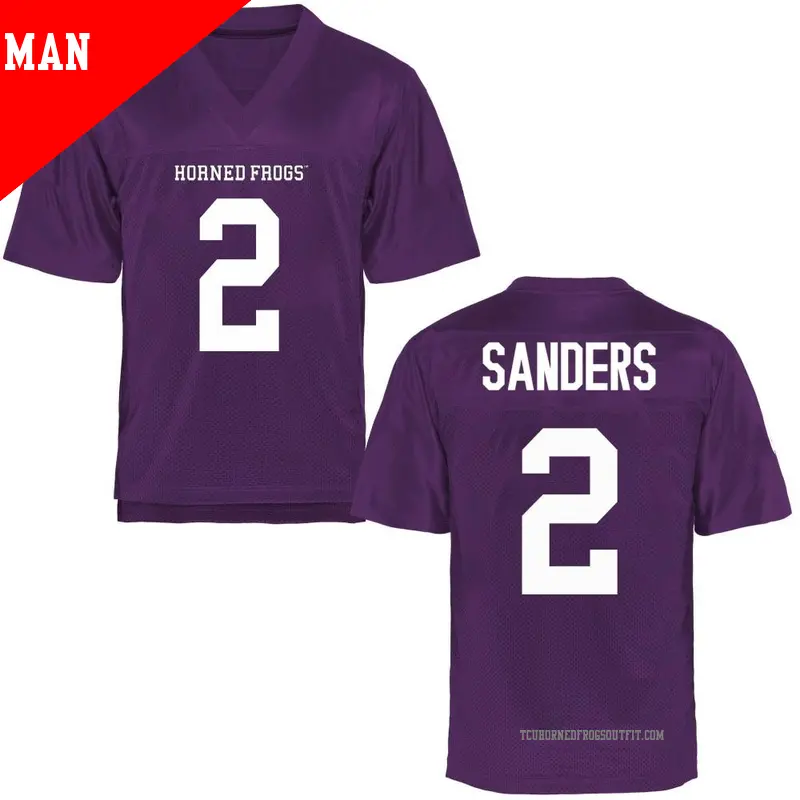 Men's ＃2 Trey Sanders TCU Horned Frogs Replica Purple Football College Jersey