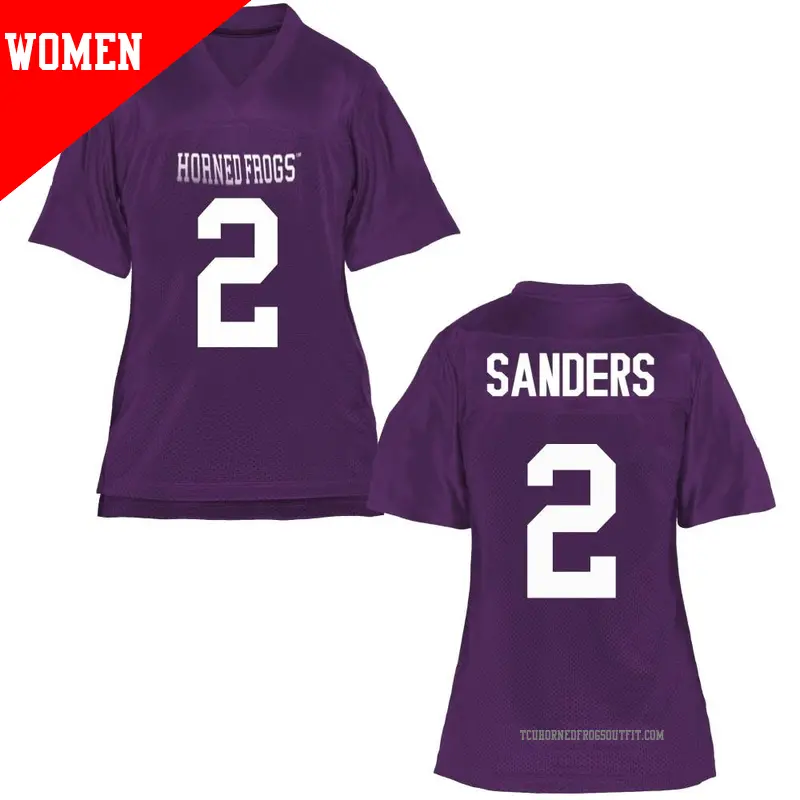 Women's ＃2 Trey Sanders TCU Horned Frogs Replica Purple Football College Jersey
