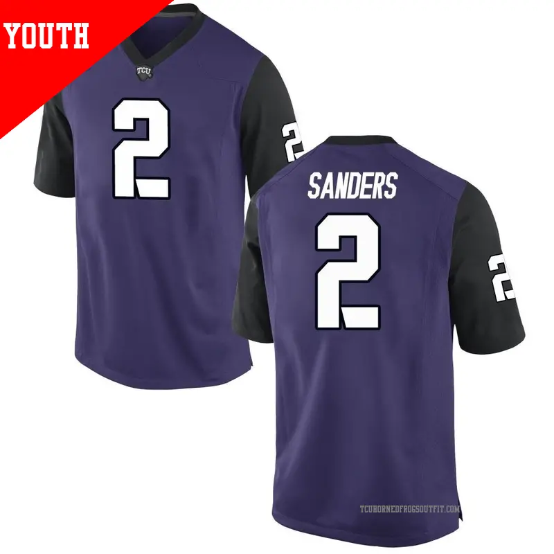 Youth ＃2 Trey Sanders TCU Horned Frogs Game Purple Football College Jersey